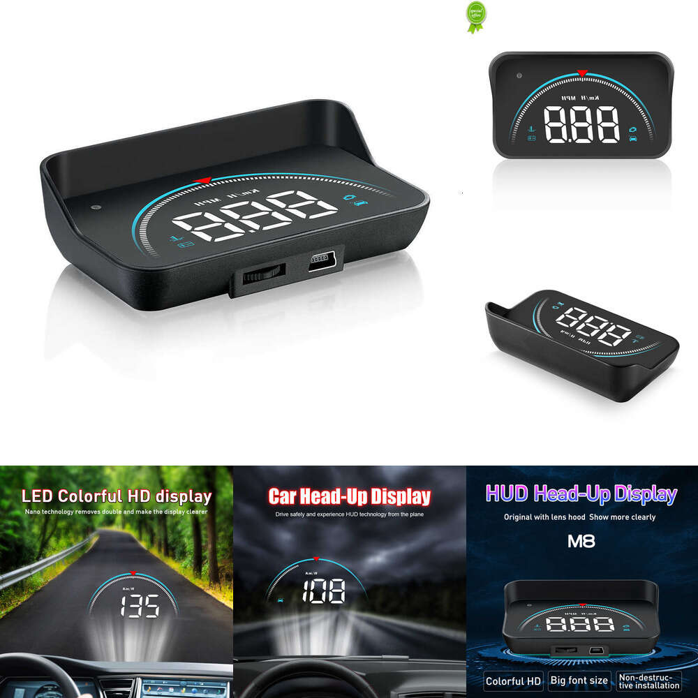 2024 M8 Проекционный дисплей автомобиля Obd2 Система предупреждения о превышении скорости HUD Проектор на лобовое стекло Авто Электронная сигнализация напряжения для автомобиля