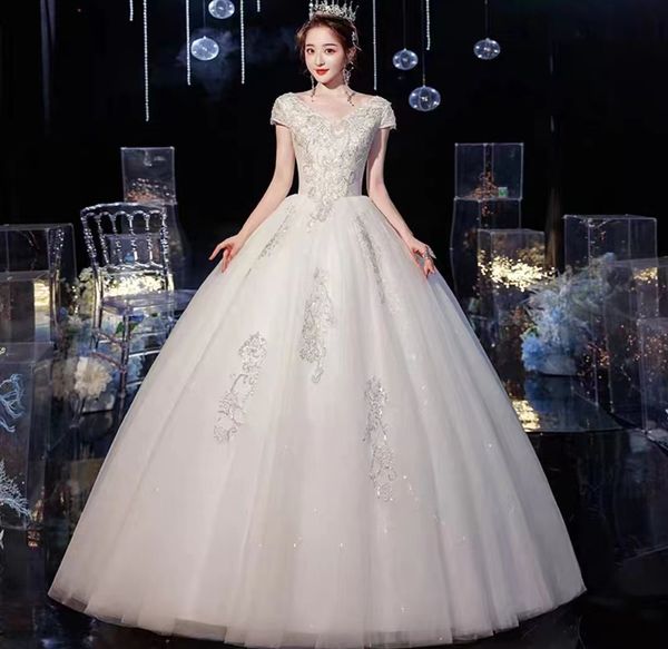 2024 vestido de novia principal 2023 nueva novia Mori remolque cintura grande mujeres embarazadas cubierta brazos gruesos pequeños vestidos franceses con mangas