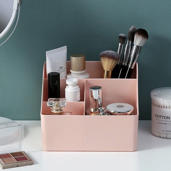 Organisateur de maquillage de bureau, boîte de rangement de pinceaux de maquillage, organisateur de cosmétiques, boîte à bijoux de soins de la peau, conteneur pour le stockage à domicile et au bureau, 2024