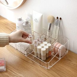 2024 Organisateur de maquillage Boîte d'organisateur de bureau Cosmetic Plastique Boîte de rangement en plastique Salle de bain Cosmetic Rangement Case de maquillage Organisateur Boîte de rangement