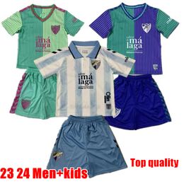 2024 Malaga voetbalshirts 23 24 Away Juanpi Luis Munoz Febas Adrian voetbalhirt Burgos Casas Juankar Camiseta de futbol Juande Febas Uniformen Men Kids Kit Top