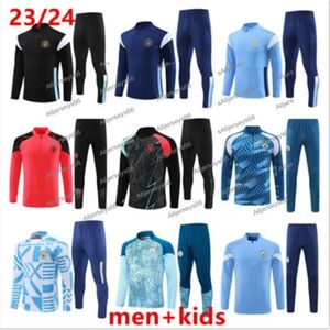 2024 Man City HAALAND Haf Zip Traje de entrenamiento HOMBRES Niños 23/24 Ropa deportiva de manga larga Footba Chándal 2023 Boys Girs Survatment Foot _Soccer Sets Jacket