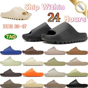 Diapositivas de diseñador para hombres Zapatillas Onyx Bone Azure Flax Pure Restock Par Ocre Resplandor Verde Resina Hollín Negro Núcleo Sandalias para mujer Hombre Sólido Diapositivas Clásicos Zapatilla Sandalia