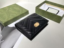 2024 Marmont Five Card met Box Cardholder 466492 Luxe Key Wallets Designer Dames Mens Fashion Echt lederen Echt lederen Key Pouch Card Case Passport Holde