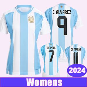 2024 MARTINEZ Femmes Maillots de football Équipe nationale DI MARIA ROMERO DE PAUL MAC ALLISTER J.ALVAREZ TAGLIAFICO Maillots de football à domicile