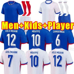 2024 Mbappe Griezmann Benzema Mens Francia Soccer Jerseys 24 25 25 Pogba Giroud Kante voetbalshirtspeler Fans Versie Pavard Tolisso Maillot Foot Men Kids 2025