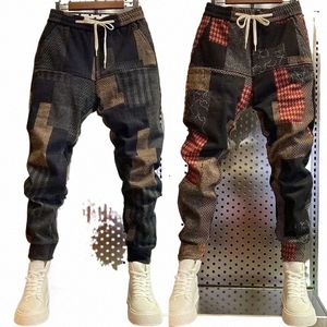 2024 Hommes Automne Hiver Nouveau Fi Patchwork Hommes Stretch Harem Pantalon Mâle Casual Petit Pied Slim Pantalon Marée Vêtements Pour Hommes N1lj #