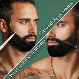2024 Men Barba Crecimiento de la pluma Facial Bigote Reparación Forma de regreso Pen Pen Barba Potador COMPARA