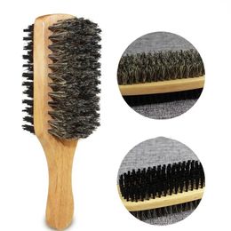 2024 Men Boar Bristle Hair Brush Natural Wooden Wave Brush for Male, Styling Beard Hairbrush for Short,Long,Thick,Curly,Wavy Hair for Boar