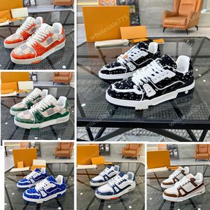 2024 Uomo Designer pelle di vitello Scarpe casual Vera pelle Stampa con lacci Moda classica scarpe da ginnastica sportive scarpe da corsa sneakers Figure stampate taglia12