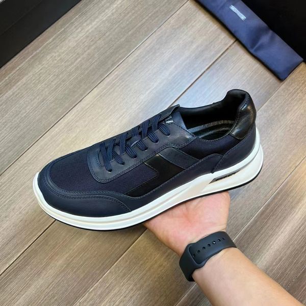 2024 Hommes Casuals Chaussures Hommes Collision Cross Soft Bottoms Baskets de course Italie Bande élastique de luxe Low Top Calfskin Design Outdoor Walk Casual Trainer Boîte à chaussures