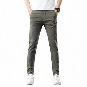 2024 Mannen Dagelijks Kantoor Joggers Stretch Broek Mannelijke Nieuwe Mannen Casual Broek Elastische Slanke Rechte Ademende Broek voor Donkergrijs I7Vz #