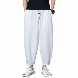 2024 Hommes Sarouel Cott Lin Joggers Plus Taille Pantalon Hommes Baggy Lâche Casual Vintage Noir Blanc Kaki Pantalon M-6XL 7XL k18q #