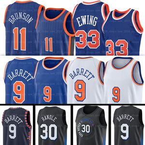 2024 mannen Jalen Brunson Basketball Jersey RJ Barrett Patrick Ewing Men 11 9 30 Blue Jersey Z1