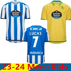 2024 Men + Kids Deportivo La Coruna Soccer Jerseys 23 24 Coruna Lucas D.Villares Barbero Davo Yeremay Cayarga Home Football Shirt Suit à manches courtes 2024