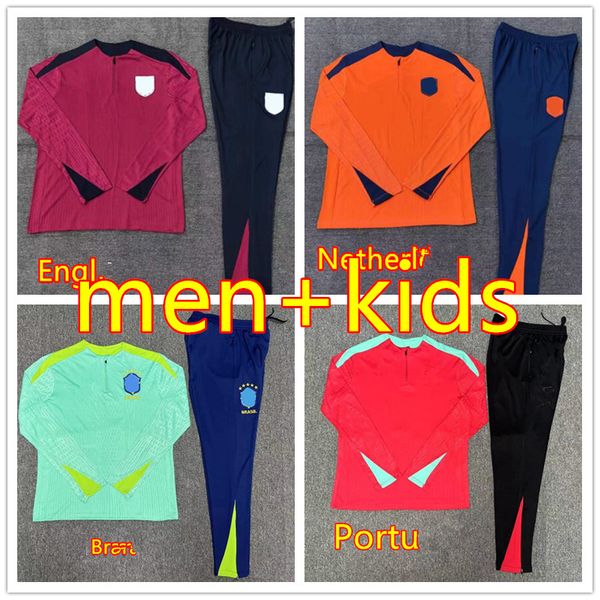 2024 Men + Kids National Team Bellingham Saka Kane Tracksuits 24 25 Virgil Memphis Training Suit Ronaldo B.Fernandes Jogging Equipment Player Version