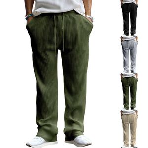 Pantalon Jacquard rayé pour hommes, décontracté, tendance, marque, ample, cordon de serrage, jambes droites, automne et hiver 2024