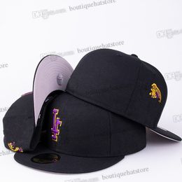 2024 Chapeaux ajustés de baseball pour hommes Noir Angeles Purple Gold Sport Casquettes de créateurs entièrement fermées Couleur bleu marine Casquette de baseball Houston Chapeau Stitched World Jan30-01