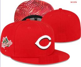 2024 Heren Baseball Reds Hoeden Klassiek World Series Hip Hop Sport SOX Volledig gesloten LA NY Design Caps Chapeau 1995 Stitch Heart " Series" " Love Hustle Flowers