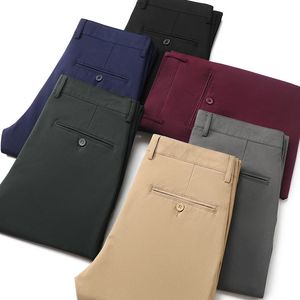 2024 Heren Business Casual Rechte Broek Micro-elastisch Bordeaux Kaki Zwart Klassiek Modemerk Vier Seizoenen Broek 240122