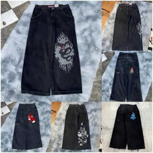 2024 Jeans pour hommes Streetwear JNCO Y2k Hip Hop Cartoon Graphic Print Vintage Baggy Pantalon noir Hommes Femmes Taille haute Pantalon large dz