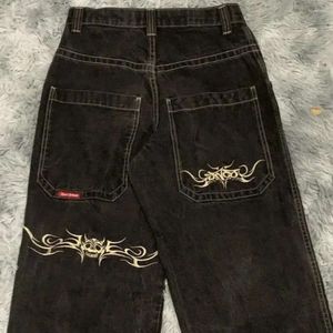 Jeans pour hommes Y2K Hip Hop rétro graphique brodé Baggy pantalon noir hommes gothique taille haute pantalon large mode 2024