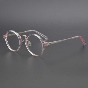 2024 Luxe designer voor heren Dames zonnebril Japanse spraakmakende keuzestijl Handmatige kleine ronde oog pure titanium temperamentglazen frame mode