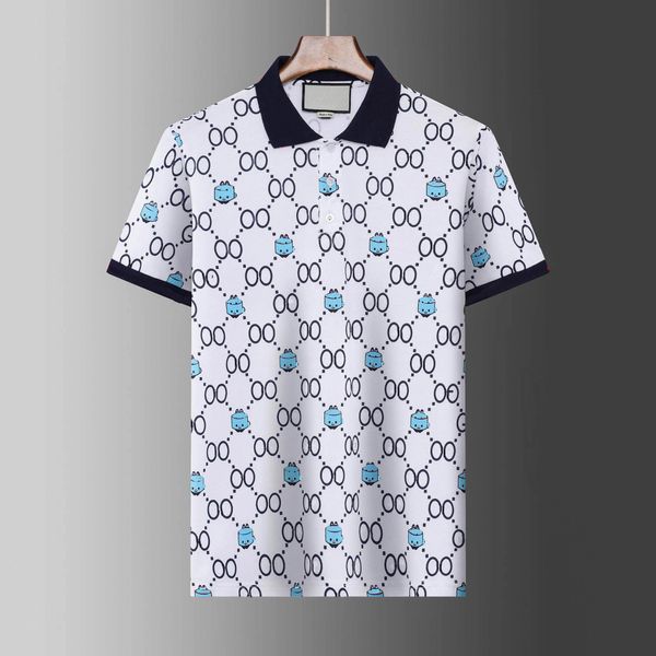 2024 Polo para hombre blanco y negro color rojo luz lujo manga corta costura color gama alta 100% algodón clásico carta solapa casual camiseta moda europea