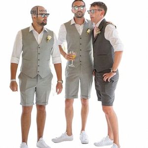 2024 Mannen Pak Voor Bruiloft Dr Zomer Pakken Voor Blaze Custom Made Prom Stalknecht 2 Delige Set Pakken Vest + Shorts S5qs #
