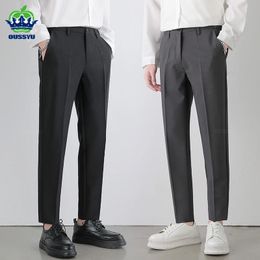 2024 Pantalon de costume masculin Stretch Business Office Office sans fer élastique Classique Classian Green Grey Casual Tableser Plus taille 40 42 240402