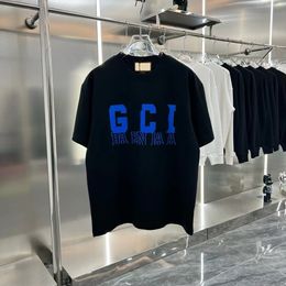 2024 Designer de t-shirt masculin Gao Jie Lettre d'été décontractée motif imprimé coton pur rond cou court à manches à manches à la mode lâche surdimension