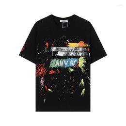 2024 T-shirts pour hommes T-shirts hommes T-shirts de mode Graffiti Splash-Ink Print à manches courtes T-shirt Summer Wash uplé usé Spacieuse