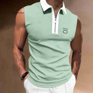 2024 Camisetas para hombres Camisetas para hombres Moda europea y americana Nueva camiseta sin mangas con cuello abierto y cremallera de alta calidad Camisetas para hombres