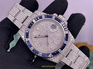 2024 Reloj para hombre completamente engastado con movimiento Mosan Diamond 3132, espejo de cristal de zafiro, caja de acero 904L con espejo de zafiro, diámetro de 40 mm