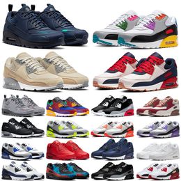 2024 Men Sneakers Classic 90s Chaussures de course pour maille noire blanche Breatte Femmes Sports Trainer Coussin en cuir Cuson de surface EUR 36-45