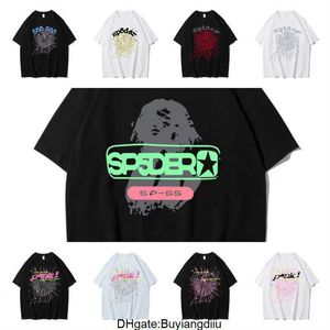 2024 Hommes T-shirt Rose Jeune Thug Sp5der 555555 Mans Femmes 1 Qualité Mousse Impression Spider Web Motif Tshirt Mode Top Tees 4XON