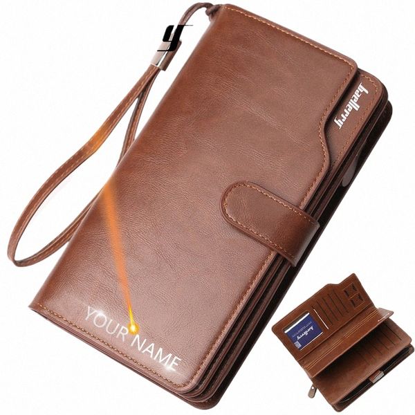 2024 Men portefeuilles 21 supports de cartes Nom Gravure Male Purse Male Quality Zipper Grand Capacité PU Le cuir Portefeuille pour hommes Carteria 58JQ #