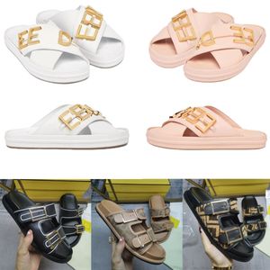 2024 Men Dames Designer Slippers Luxe dia's Merk Sandalen Lady Zwart Wit Pink kleurrijke canvas brief Anatomic Leather Summer Flat Flop Flops Scuffs Slider