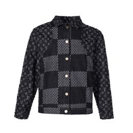 2024 Men Women Designers Jackets denim jas plaid jacquard letter stof wassen versleten revershals streetwear zwart blauw 165