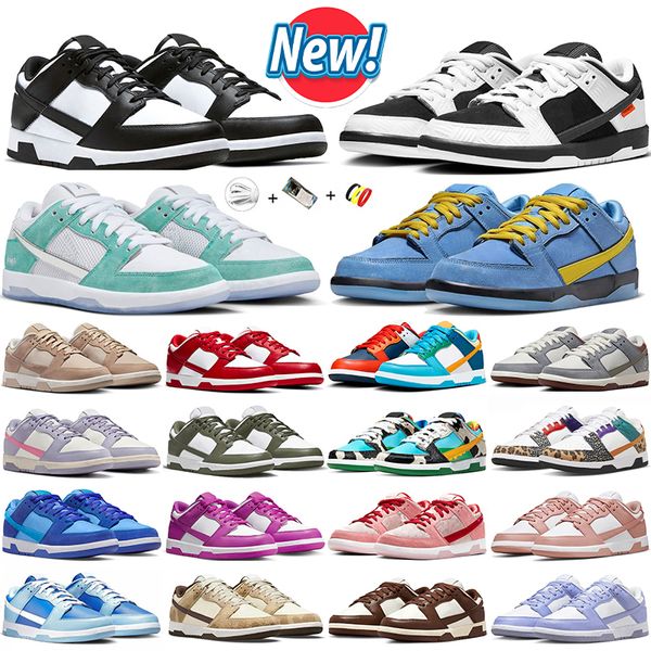 2024 Hommes Femmes Chaussures Baskets Plates Lows Panda Blanc Noir Gris Brouillard Triple Rose Université Bleu Rouge Diffusé Taupe Loup Gris Sanddrift Hommes Chaussures De Randonnée Occasionnelles GAI