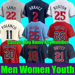2024 Hommes Femmes Jeunes Baseball Jerseys Carlos Correa BYRON BUXTON JORGE POLANCO 22 MIGUEL SANO MINNESOTA MAX KEPLER MICHAEL PINEDA JERSEY personnalisé