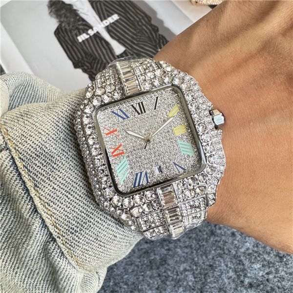 2024 Men de bracelet Quartz Watch Fashion Square Blue Digne Bleu en acier inoxydable STRAPE CONSTRUCTION COST CORLY SPORT Montre de Luxe Car 01