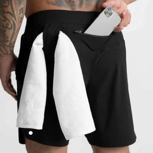 2024 Hommes Yoga Sports LululemenI Shorts Cinquième pantalon extérieur Fiess Séchage rapide Poche à glissière arrière Couleur unie Casual Running Tops Qualité Remise kg66