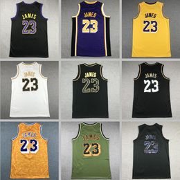 2024 Mens 23 James Basketball Jersey Authentieke LeBron 23 James Jerseys White Yellow Youth Women Men S-XXL basketbaltrui met logo en tags