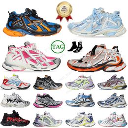 2024 Casual schoenen voor heren Runners 7.0 Dames Track Snekaers Transmit Sense Graffiti Wit Zwart Roze Geel Parijs Designer Tracks Tess Gomma Merk Platform Trainers