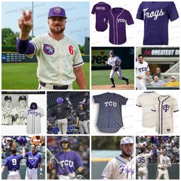 2024 Mens aangepaste TCU Baseball Jerseys Brody Green 10 Jake Duer Ben Hampton Ben Abeldt Sam Myers Karson Bowen Chase Brunson Micah Kendrick Kole Klecker Nieuwe stijl