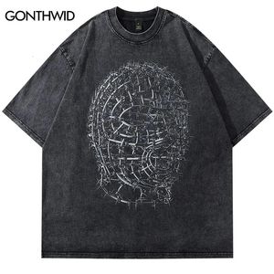 2024 Hip Hop Street Vêtements T-shirt T-shirt T-shirt graphique T-shirt Black Cotton Loose T-shirt Harajuku grand t-shir