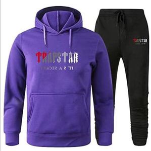 2024 Mens Sweat à capuche Trapstar TrackSuit Designer Top Qualité Lettre de broderie Noir Blanc Couleur Sports Cordon de coton Hommes Joggers Sweatsuit à manches longues Femmes