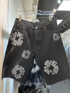 2024 Hommes Jeans Designer Shorts Hommes Jean Fleur Diamant Denim Shortpants Slim Street Hip Hop 655