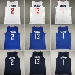 2024 Jens de basket-ball Men Kawhi Leonard James Harden # 1 Paul George # 13 Russell Westbrook # 0 Jerseys cousés